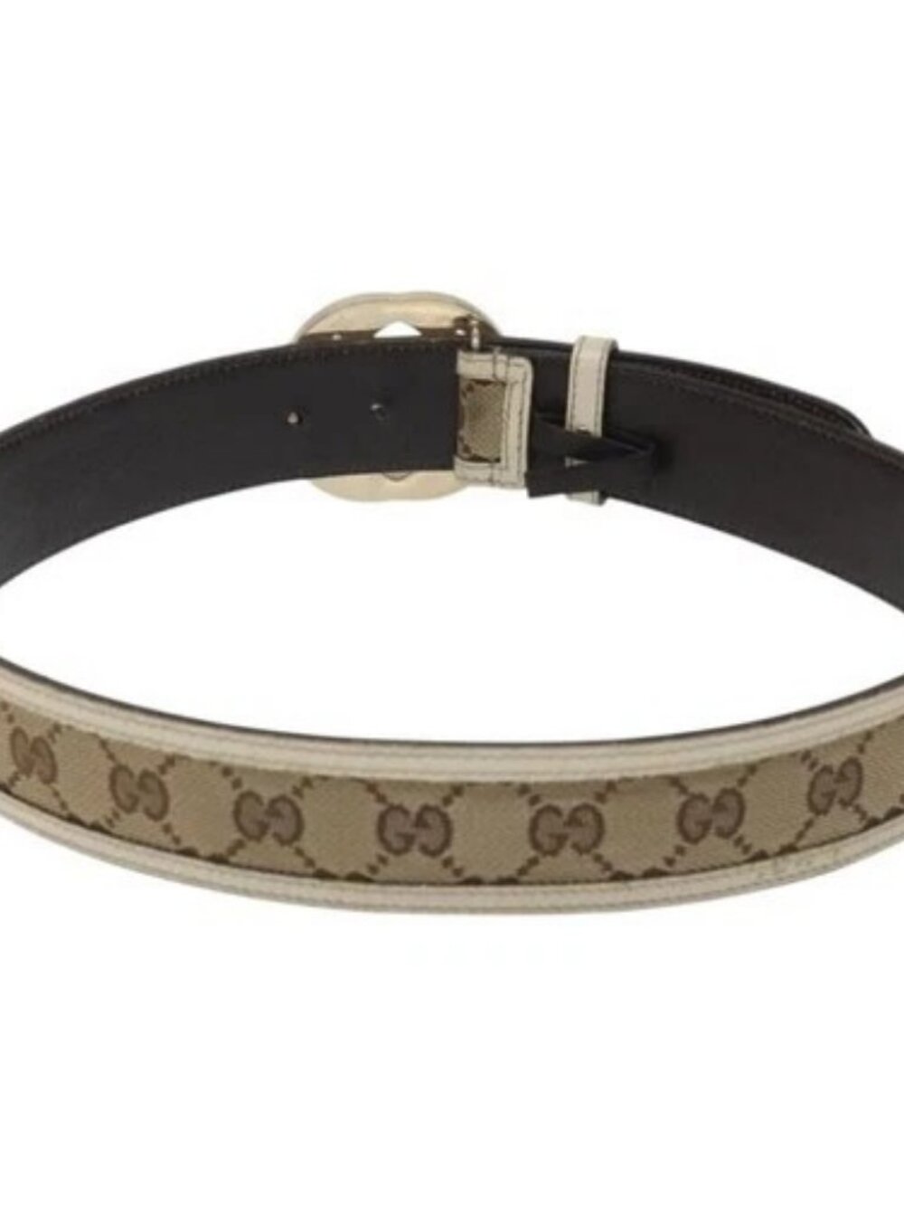 GUCCI GG Canvas Belt 35.4" Beige 114876 Auth hk2325 - Picture 2 of 10